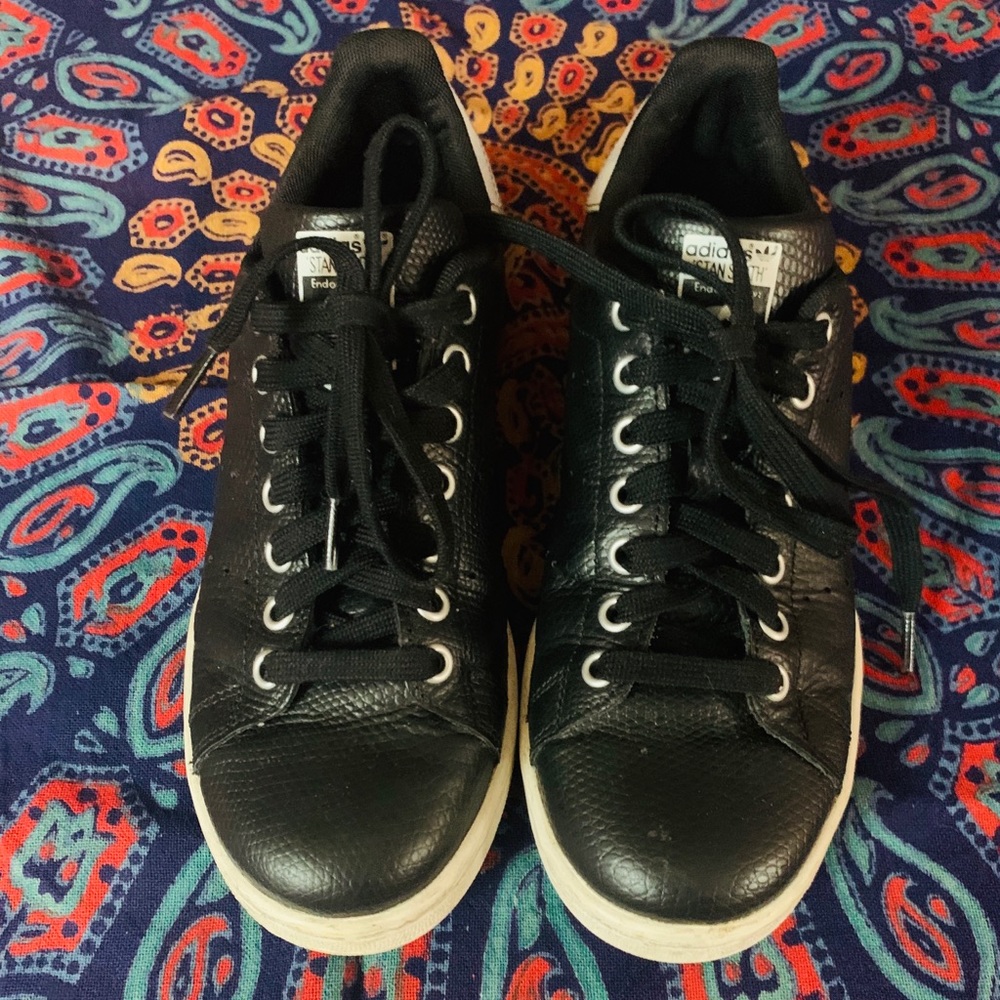 Adidas Black Leather Stan Smith Sneakers Size 7.5